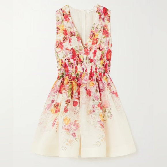 Zimmermann Dresses & Skirts - ZIMMERMANN Wonderland V-Neck Floral-Print Linen & Silk-Blend Organza Dress